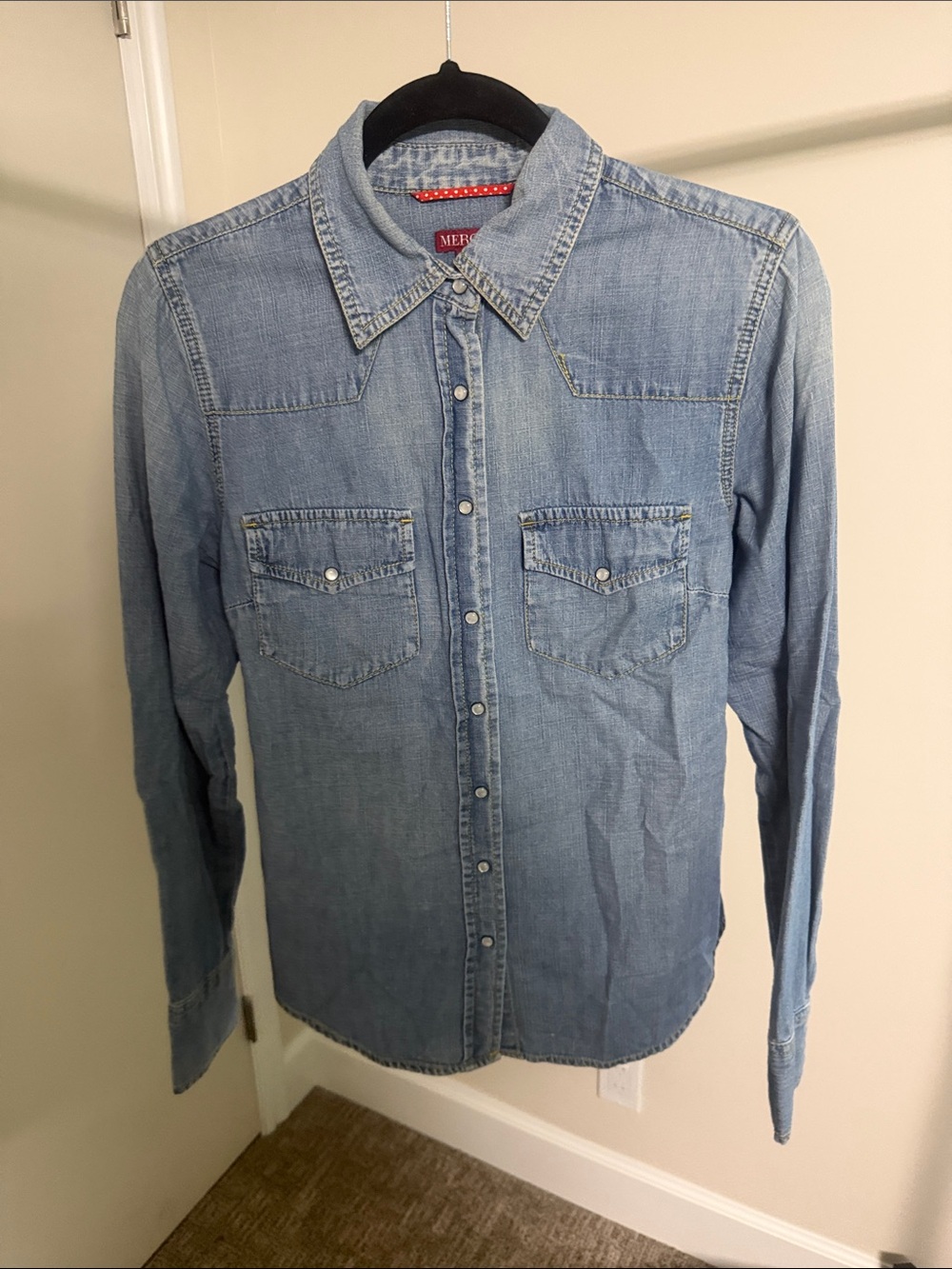 Merona Light Blue Denim Button-Down Shirt